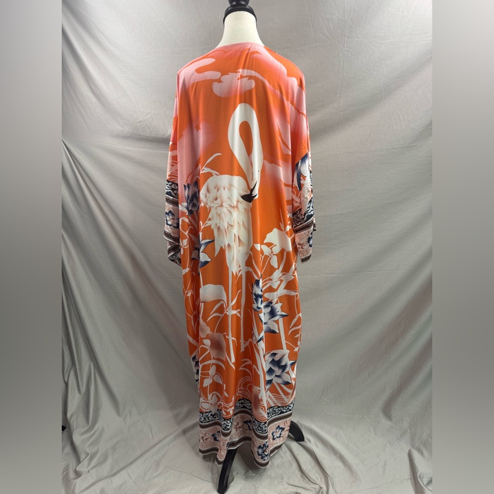 Coral Bloom Boho Kimono Cover-Up - Picture 8 of 8